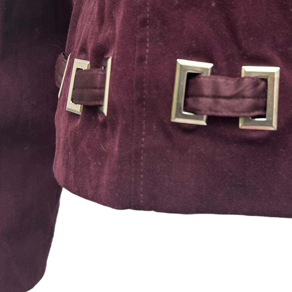 Positive Attitude Womens Sz 4 Petite Purple Maroon Velvet Long Sleeve Zip Jacket - Picture 3 of 9